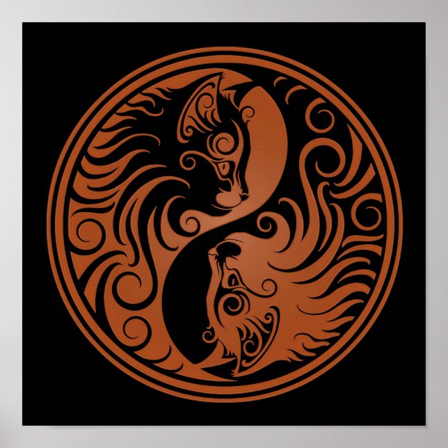 Brown and Black Yin Yang Cats Poster (Vorne)