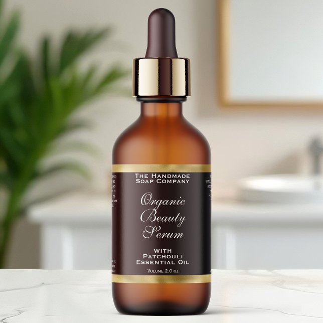 Brown and Gold Cosmetics Dropper Bottle Label (Von Creator hochgeladen)