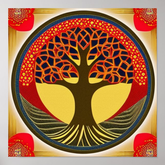 Brown and Navy Tree Poster (Vorne)