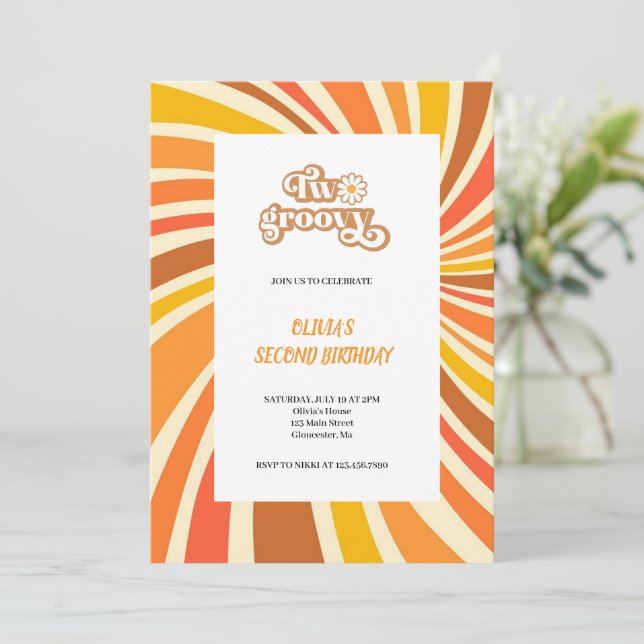 BROWN AND ORANGE GROOVY INVITATION EINLADUNG (Stehend Vorderseite)