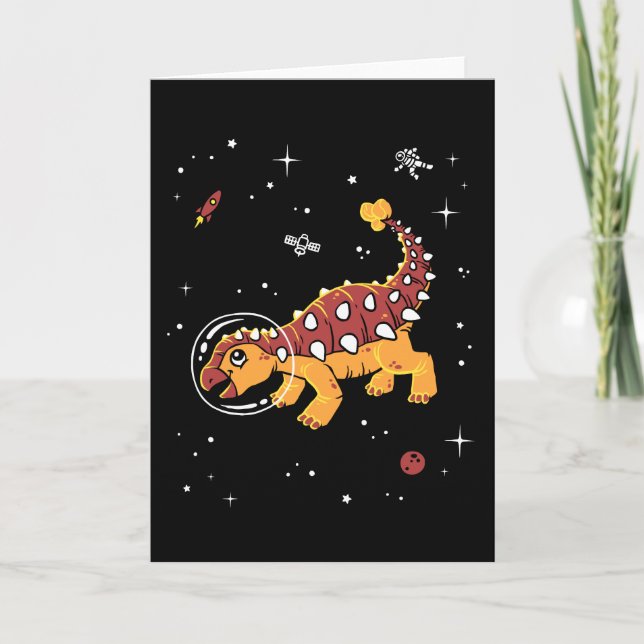 Brown And Tan Ankylosaurus Dinos In Space Karte (Vorderseite)