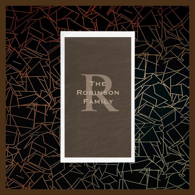 Brown and Tan Name Mit Monogramm Paper Handtuch Serviette (Von Creator hochgeladen)