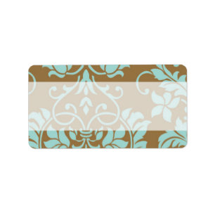 Brown and Tiffany Damask E-Adressetikett Adressaufkleber
