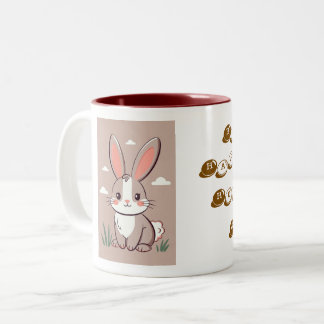 Brown and White Easter Bunny Image Zweifarbige Tasse