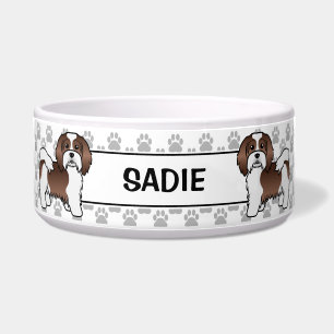 Brown and White Havanese Cartoon Dog & Paws & Name Napf
