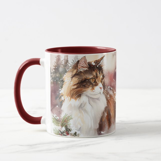 Brown and White Maine Coon Tabby Cat Tasse (Links)