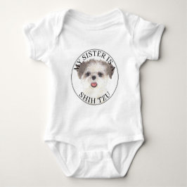 Brown and White Shih Tzu Big Sister Baby Strampler