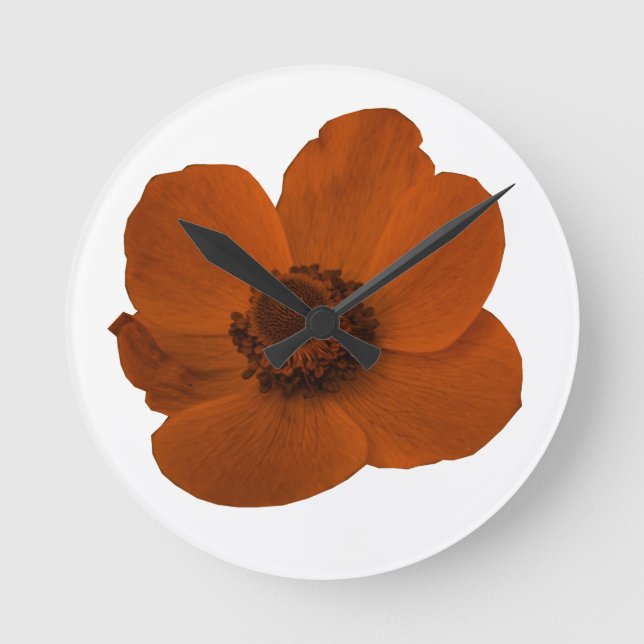 Brown Anemone Wall Clock Runde Wanduhr (Vorderseite)