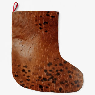 Brown Animal Südwest Cowhide Großer Weihnachtsstrumpf