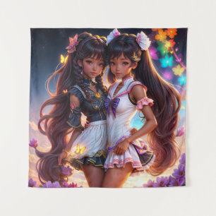 Brown Anime Girls Schule Wandteppich