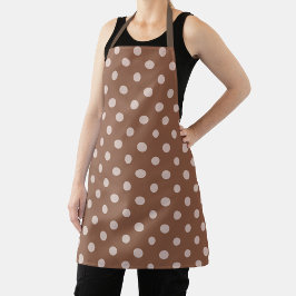 Brown apron with white polka dots schürze