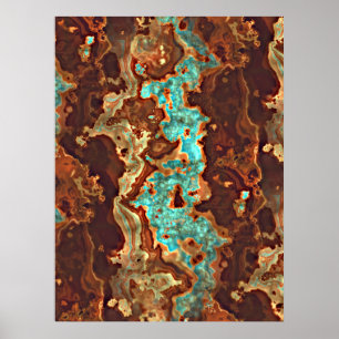 Brown Aqua Aquamarin Türkis Grüne Marbella Kunst Poster