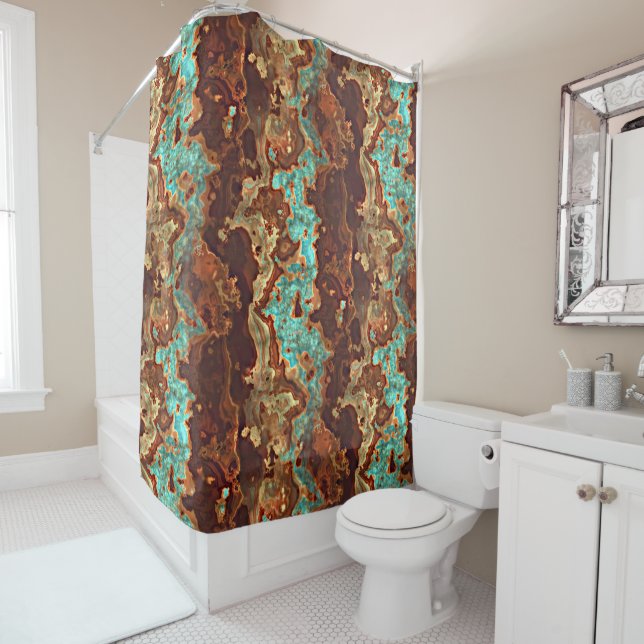 Brown Aqua Türkise Green Geode Marble Muster Duschvorhang (Beispiel)