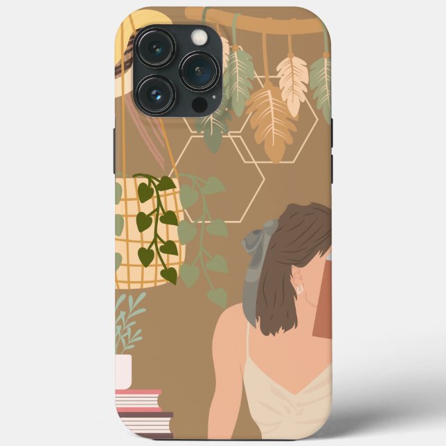 Brown Ästhetische Frau Lesen Buch Case-Mate iPhone Hülle (Rückseite)