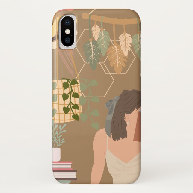 Brown Ästhetische Frau Lesen Buch Case-Mate iPhone Hülle (Rückseite)