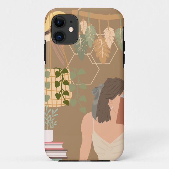 Brown Ästhetische Frau Lesen Buch Case-Mate iPhone Hülle (Rückseite)