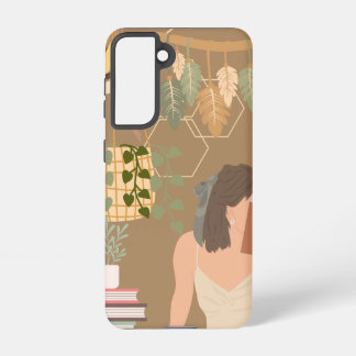 Brown Ästhetische Frau Lesen Buch Samsung Galaxy Hülle
