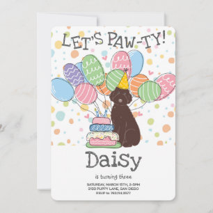 Brown Aussiedoodle Dog Birthday Party Einladung