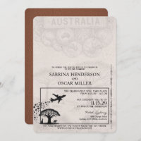 Brown Australia Passport Wedding Einladung