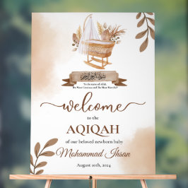 Brown Autumn Blätter Stroller Baby Boy Aqiqah Acrylschild