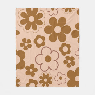 Brown Autumn Retro Y2K Hippie Blume Muster Fleecedecke