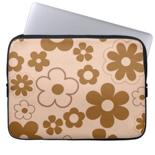 Brown Autumn Retro Y2K Hippie Blume Muster Laptopschutzhülle