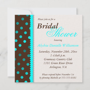 Brown avec Dots Turquoise Invitation à la douche n