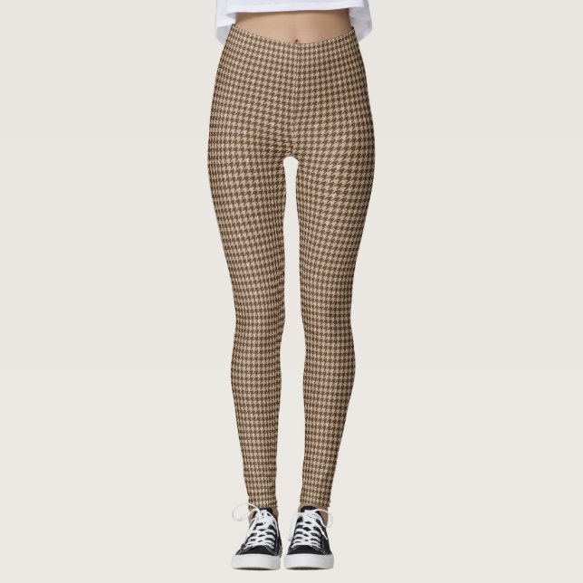 Brown avec Rose Houndstooth Leggings d'accentuatio (Devant)