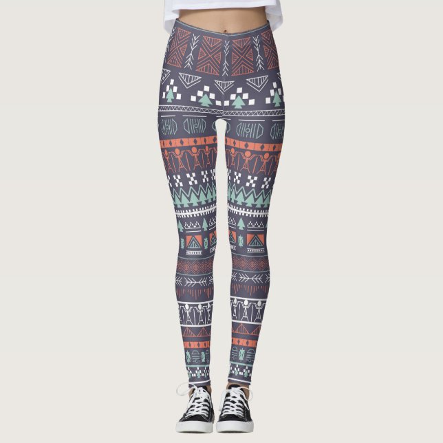 Brown Aztec Multi Blend Women's Leggings (Vorderseite)