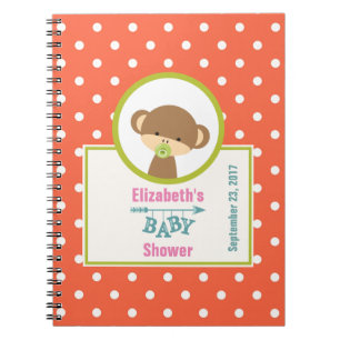 Brown Baby Monkey mit Schnuller Baby Dusche Notizblock