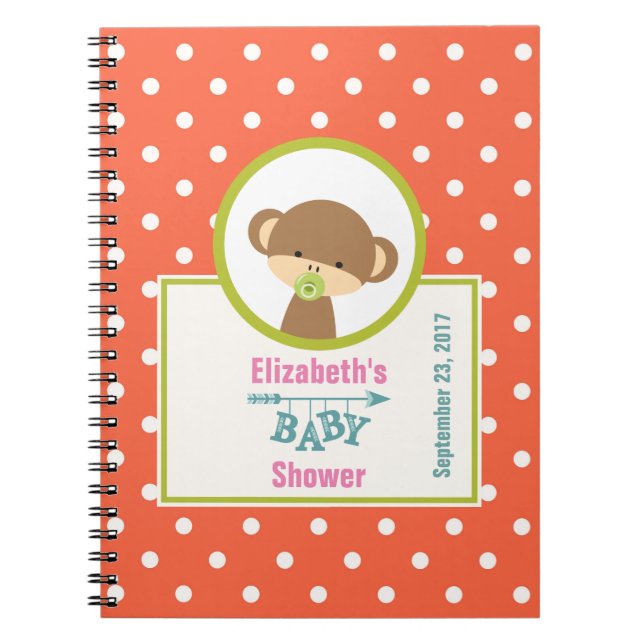 Brown Baby Monkey mit Schnuller Baby Dusche Notizblock (Vorderseite)