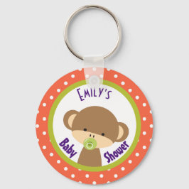 Brown Baby Monkey mit Schnuller Baby Dusche Schlüsselanhänger