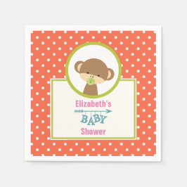 Brown Baby Monkey mit Schnuller Baby Dusche Serviette
