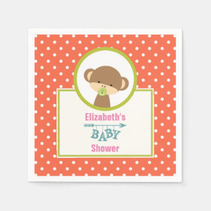 Brown Baby Monkey mit Schnuller Baby Dusche Serviette