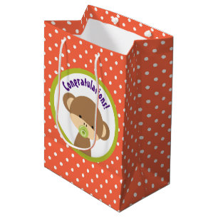 Brown Baby Monkey mit Schnuller Herzlichen Glückwu Mittlere Geschenktüte