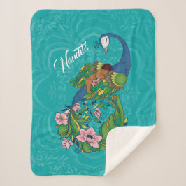 Brown Baby sleeping on a Floral Peacock Sherpadecke