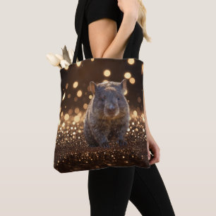 Brown Baby Wombat on Brown Bokeh Bliss, Tasche
