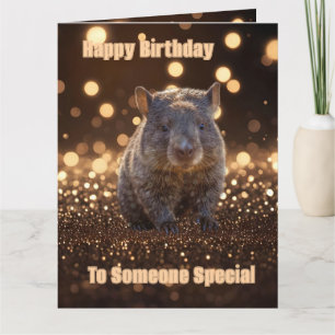 Brown Baby Wombat Sur Brown Bokeh Bliss, Carte Ann