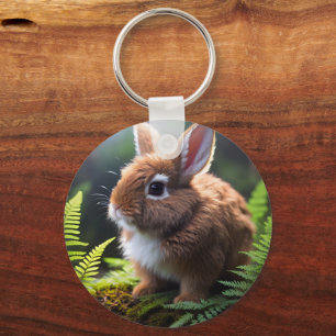 Brown Baby Zwarf Bunny, Keyring Schlüsselanhänger