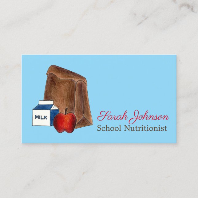 Brown Bag School Lunch Lady Nutritionist Lehrerin Visitenkarte (Vorderseite)