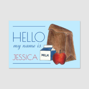 Brown Bag School Lunch Teacher Cafeteria Worker Namensschild