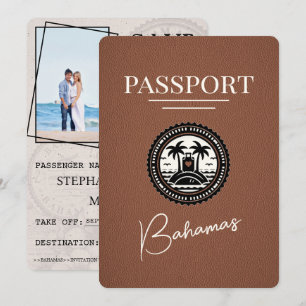 Brown Bahamas Passport Save the Date