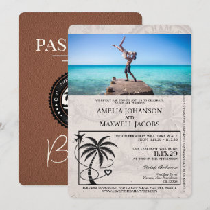 Brown Bahamas Passport Wedding Einladung