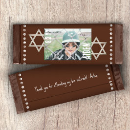 Brown Bar Mitzvah Stars Budget Candy Bar Wrapper Flyer