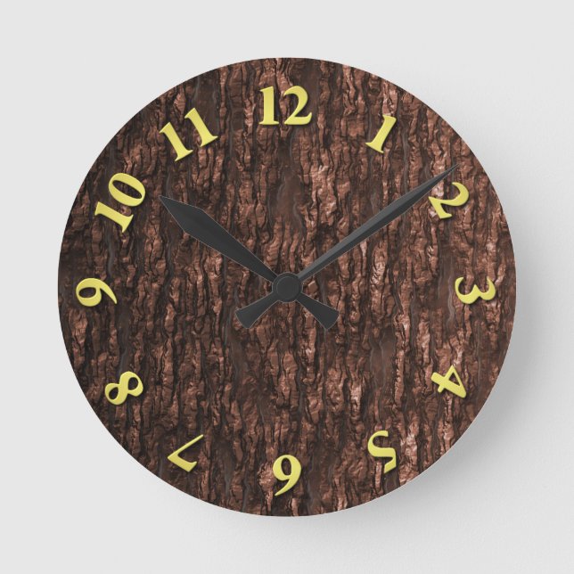 Brown Bark Camouflage Runde Wanduhr (Vorderseite)