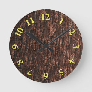 Brown Bark Camouflage Runde Wanduhr