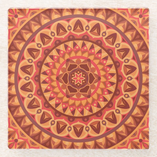 Brown Base Mandala Glasuntersetzer (Vorderseite)