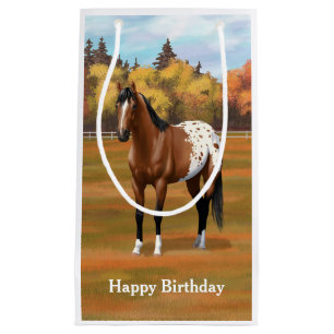 Brown Bay Appaloosa Pferd im Herbst Weide Kleine Geschenktüte