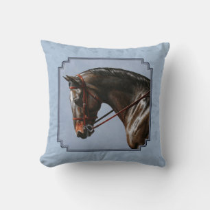 Brown Bay Oldenburg Horse Portrait Kissen