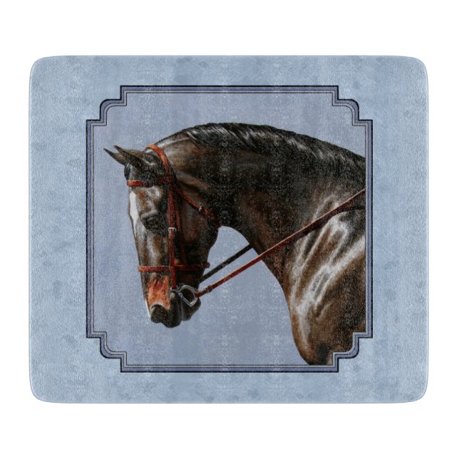 Brown Bay Oldenburg Horse Portrait Schneidebrett (Vorderseite)